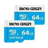 Micro Center 64GB microSDXC Card 2 Pack, Nintendo-Switch Compatible Micro SD Card, UHS-I C10 U3 V30 4K UHD Video A1 R/W Speed up to 95/30 MB/s Flash Memory Card with Adapter (64GB x 2)