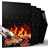 GRILLART BBQ Grill Mat, Non Stick BBQ Mat with Holes Heavy Duty 500 ℉ Grill & Baking Mats (Set of 4), Easy Clean & Use BBQ Accessories, Reusable on Gas Charcoal Electric Grills