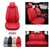 SPEED TREND Leather Car Seat Covers, Premium PU Leather & Universal Fit for Auto Interior Accessories, Automotive Vehicle Cushion Cover for Most Cars SUVs Trucks (ST-001 Full Set, RED)
