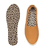 FLAT SOCKS No Show Socks, Sockless Shoe Liner, No Slipping, No Stinking, Washable Barefoot Shoe Insert for Men and Women, Leopard, Small