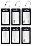 Luggage Tags, LLFSD RAETTAG Metal Suitcase Tags Travel Bag ID Identifier Luggage Tag (Black 6-Pack)