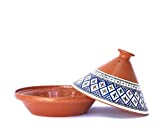 Kamsah Hand Made and Hand Painted Tagine Pot | Moroccan Ceramic Pots For Cooking and Stew Casserole Slow Cooker (Large, Bohemian Blue)