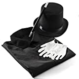 Kids Magician Costume for Boys and Girls with Top Hat, Cape, Magic Wand, and White Gloves for Magic Tricks Show and Halloween Costume