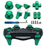 TOMSIN Metal Buttons for PS4 Slim/ PS4 Pro Controller, Aluminum Metal Thumbsticks Analog Grip & Bullet Buttons & D-pad & L1 R1 L2 R2 Trigger for PS4 Controller Gen 2 (Green)