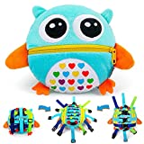 beetoy Buckle Pillow Toys for Toddlers 1-3, Sensory Learning Activity Toys Develop Fine Motor Skills with Threading Zipper Button Montessori Travel Toy