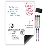 17”x11” Magnetic Dry Erase Whiteboard Sheet for Fridge - with 5 Markers & Eraser – Premium Thickness Magnet for Refrigerator – Stain Resistant