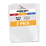 White Flexible Roll up Dry Erase Magnet Sheets - Large 12"x9" Magnetic Whiteboard Sheets - 2 Pack