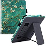 BOZHUORUI Stand Case for All-New Kindle (10th Gen,2019) / Kindle (8th Gen,2016) - PU Leather Protective Cover with Hand Strap/Auto Sleep Wake (Apricot Blossom)