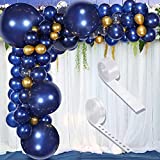 144 Pieces Latex Balloons Gold Confetti Balloons 18 12 10 5 Inch Party Balloon Arch Garland Kit for Wedding Anniversary Birthday Baby Shower New Year Party Decorations (Navy Blue, Gold)