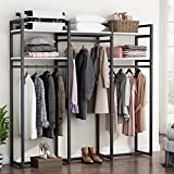 Tribesigns Garment Rack, 75 inch Heavy Duty Freestanding Closet Organizer for Hanging Clothes, Large Open Wardrobe Closet with Hanging Rods (White)