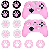 14 Pieces Controller Skins Anti-Slip Accessories Set Silicone Cover Protector Case Compatible with Xbox One/S/X Controller Wireless/Wired Gamepad Joystick with 12 Cat Paw Thumb Grips
