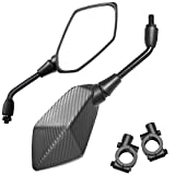 Trkimal Universal Adjustable Motorcycle Rear View Mirror - Rhombus Convex Mirror with 10mm Clockwise Thread Bolt, 7/8” Mount Clamps for Handle Bar of Motorcycle, Scooter, Atv, Etc.