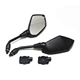 【2021 Upgraded】Motorcycle Convex Rear View Mirror, Mirrors For Bike ,motorcycle ,atv,scooter, with 10mm Bolt, with 7/8" Handle Bar Mount Clamp Compatible with Cruiser, Suzuki, Honda,Victory and More