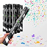 JAPJA Confetti Cannon - 6-Pack X-Large Multicolor Confetti Cannons | Confetti Blasters, Party Poppers | Compressed Air Action | Twist to Launch 25ft with Loud Pop | Biodegradable Confetti