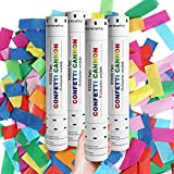 WERISE Confetti Cannon Party Popper Supplies 12 inch Air Compressed Cannon for Wedding, Birthday, New Year's Party Celebrations with Biodegradable Multicolor Confetti - Set of 4