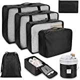 Packing Cubes for Travel, 8 Pcs Travel Cubes Set Foldable Suitcase Organizer Lightweight Luggage Storage Bag (black)