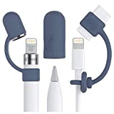 [3-Piece] PencilCozy Combo Pack Cozy The Original Apple Pencil Cap Holder/ Keeper / Tether, Compatible Apple iPad Pro 6th Generation iPencil Charger/Nib Accessories | Case Friendly Design (Navy Blue)