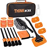 THINKWORK Car Detail Duster Kit-17PCS, Perfect Car Dust Removal Kit Interior and Exterior,Detailing Brush,Cleaning Gel,Car Window Brush,Duster Brush,Coral Fleece Cleaning Towels and Cleaning Pads