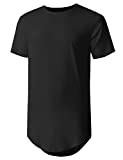 Hat and Beyond Mens Hipster Curve Hem Droptail Tee Premium Longline T Shirts (X-Large, 1hc01_Black)