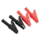 RuiLing 2Pairs Full Insulation Car Battery Test Lead, 30A Protecting Alligator Clips Crocodile Clamps (Black+Red)