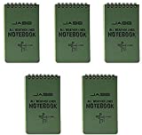 All-Weather Top-Spiral Notebook 3" x 5" Green Cover Waterproof Shower Aqua Notes Notepad Notebook(5 Pack)
