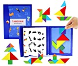Wooden Pattern Tangram Magnetic Puzzle Shape Blocks Jigsaw Book Brain Teasers Stacking Games Early Educational Learning Challenge IQ Toy Gift for Kid Toddlers Age 3+ Years Old
