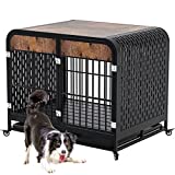 Snimoy Heavy Duty Dog Crate Indestructible Dog Cage with Sturdy Door Lock, Large Strong Metal Dog Kennel Playpen with Removable Tray and 4 Lockable Wheel, Medium Large Dog, Easy Assembly