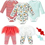 Newborn Baby Girl Bodysuit Long Sleeve Romper + Pant Infant Coming Home Outfit Baby Unisex Organic Cotton Onesies 7PC Set