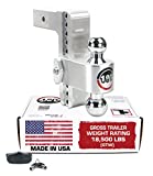 Weigh Safe 180 Hitch CTB8-2.5 8" Drop Hitch, 2.5" Receiver 18,500 LBS GTW - Adjustable Aluminum Trailer Hitch Ball Mount & Chrome Plated Combo Ball, Dual Pin Keyed Lock