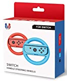 Switch Steering Wheel Compatible with Mario Kart 8 Deluxe, GH Racing Wheel Accessories Compatible with Nintendo Switch/Switch OLED Joy Con Controller (Red and Blue)