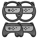 Steering Wheel Controller for Nintendo Switch Joy Con - Racing Games Accessories Nintendo Joy Con Controller Hand Grip for Mario Kart Parties, Black