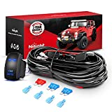 Nilight - 10012W LED Light Bar Wiring Harness Kit REAR LIGHTS 12V 5Pin Rocker Switch Laser On off Waterproof Switch Power Relay Blade Fuse-2 Lead,2 Years Warranty