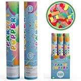 TUR Party Supplies Biodegradable Confetti Cannons Party Poppers (6 Pack) | Multicolor | Launches Up to 25ft | Giant (12 in) | Confetti Poppers for New Years Eve, Birthdays, Weddings, and More
