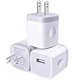 USB Wall Charger, CableLovers 1A/5V 3-Pack Travel USB Plug Charging Block Brick, Charger Power Adapter Cube Compatible Phone Xs/XS Max/X/8/7/6 Plus, Galaxy S9/S8/S8 Plus, Moto, Kindle, LG