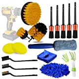 ANBOO 17 Pcs Car Detailing Kit Detailing Brush Set Drill Brush Set Car Detailing for Cleaning Wheels, Interior Exterior Leather, Air Vents