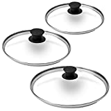 Glass Lids Set - 8"+10"+12"-Inch / 20.32cm+25.4cm+30.48cm - Compatible with Lodge Cast Iron - Fully Assembled Tempered Replacement Cover - Oven Safe for Skillets Pots Pans: Universal for all Cookware