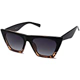SOJOS Oversized Square Polarized Sunglasses for Women Big Vintage Trendy Sunnies SJ2115, Black&Tortoise/Grey