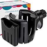 BREEKET 2 in 1 Stroller Cup Holder with Phone Holder Organizer, Universal Cup Holder, Bike Cup Holder with Large Caliber Deasign Fit for New Parents, Cycling Enthusiasts