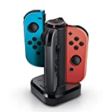 Bionik Tetra Power - Nintendo Switch Joy Con Charging Dock (4 Controllers) with Built-In Cable Adjustment System and LED Charge Status Indicators