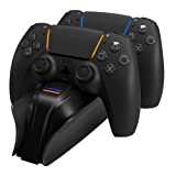 snakebyte PS5 TWIN CHARGE 5 - black - PlayStation 5 charging station for DualSense controller, charger for 2 wireless controllers including Type-C cable, LED charge status display, PS5 design