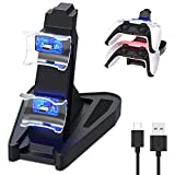 Dual Charge Controller Charger for PS5 - Auarte Controller Charging Dock Station Stand Compatible with Playstation 5, Dual USB Fast Charging Station & LED Indicator for DualSense Controllers, Black