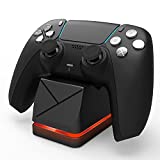 PS5 Controller Charger, Fast-Charging PS5 Charging Station with LED Indicators Bar and Single Charging Port, Portable Safety Chip Protection Charging Dock for Sony Playstation 5 DualSense (Black)
