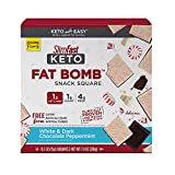 SlimFast Keto Fat Bomb Snack Squares, White & Dark Chocolate Peppermint, Pantry Friendly, 14 Count