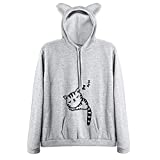 Cat Hoodie for Women Girls I'm a Cat Hoodie Cute Sleeping Cat Pullover Sweatshirt (Grey,M)