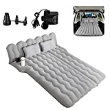 Canodoky SUV Air Mattress, Inflatable Car Mattress Bottle and Phone Holder Thickened Flocking & PVC Surface Car Bed with Electric Air Pump Travel Mattress for Car Camping Road Trip (Grey)