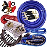 Complete 5000 Watts Gravity 0 Gauge Amplifier Installation Wiring Kit Amp PK1 0 Ga Blue - 250A + 300A Fuse Included - Perfect for Car/Truck/Motorcycle/RV/ATV