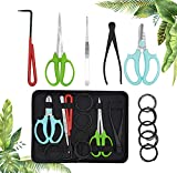 Bonsai Tools Set 11pcs Gardening Trimming Tools Set Bonsai Tree Tools Kit with Pruning Shears, Root Pick, Tweezers, Bonsai Wires, Wire Cutter and Scissors, Leather Bag for Garden Plant(11 PCS)