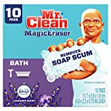 Mr. Clean Magic Eraser, Bathroom, Shower, and Shoe Cleaner with Febreze Lavender Scent, Cleaning Pads with Durafoam, 10 Count