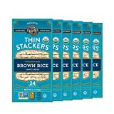 Lundberg Organic Thin Stackers, Brown Rice, Lightly Salted, 6 oz (Pack of 6), Thin Rice Cakes, Gluten-Free, Vegan, Healthy Snacks