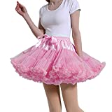 Women's Petticoat Skirt Adult Puffy Tutu Skirt Layered Ballet Tulle Pettiskirts Dress Costume Underskirt Pink